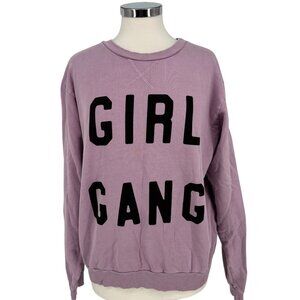 Jean + June Girl Gang Lavender Purple Cotton Sweatshirt Graphic Size Large